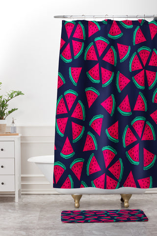 Susanne Kasielke Melon Choly Fruit Salad Dark Shower Curtain And Mat