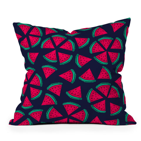 Susanne Kasielke Melon Choly Fruit Salad Dark Throw Pillow