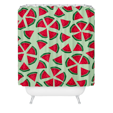Susanne Kasielke Melon Choly Fruit Salad Turqoise Shower Curtain