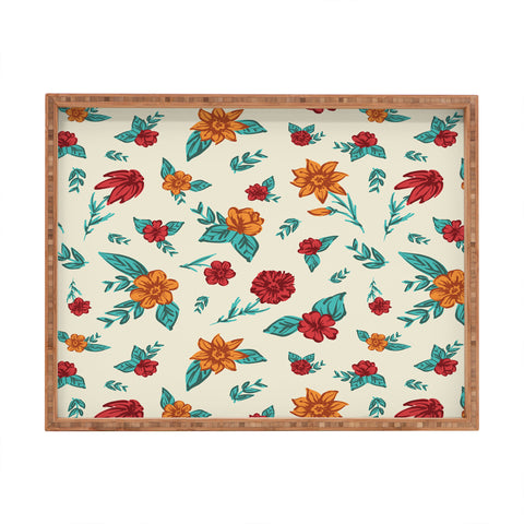 Susanne Kasielke Retro Vintage Florals Rectangular Tray