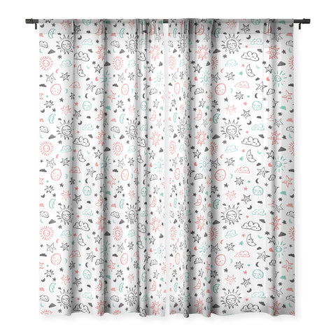 Susanne Kasielke Scandinavian kiddo cosmos Sheer Window Curtain