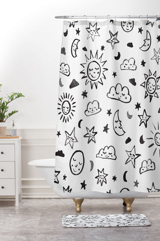 Susanne Kasielke Scandinavian kiddo cosmos II Shower Curtain And Mat