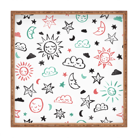 Susanne Kasielke Scandinavian kiddo cosmos Square Tray