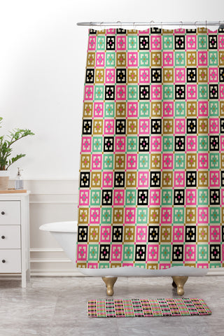 Tammie Bennett Gridsquares Shower Curtain And Mat