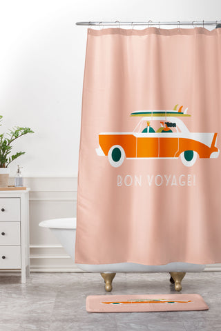 Tasiania Bon voyage Shower Curtain And Mat