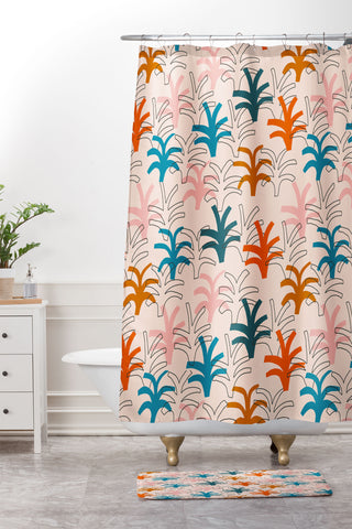 Tasiania Palm grove Shower Curtain And Mat