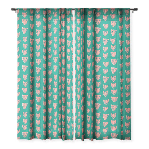 Tasiania Pink pantehrs Sheer Window Curtain