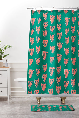 Tasiania Pink pantehrs Shower Curtain And Mat