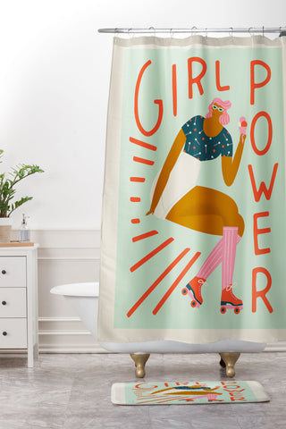 Tasiania Roller skating girl Shower Curtain And Mat