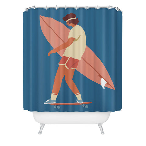 Tasiania Surf poster Shower Curtain