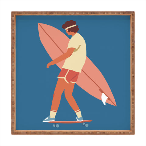 Tasiania Surf poster Square Tray