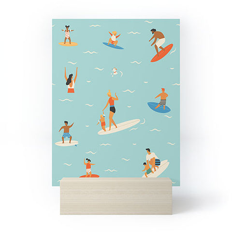 Tasiania Surfing kids Mini Art Print