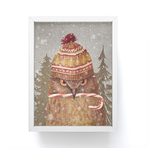 Terry Fan Christmas Owl Framed Mini Art Print