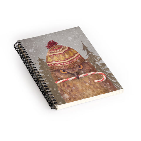 Terry Fan Christmas Owl Spiral Notebook