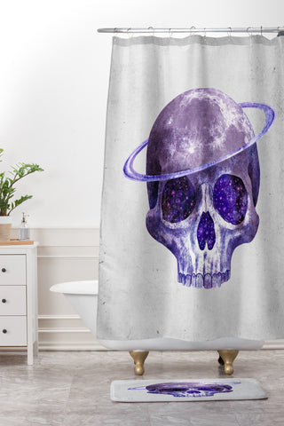 Terry Fan Cosmic Skull Shower Curtain And Mat
