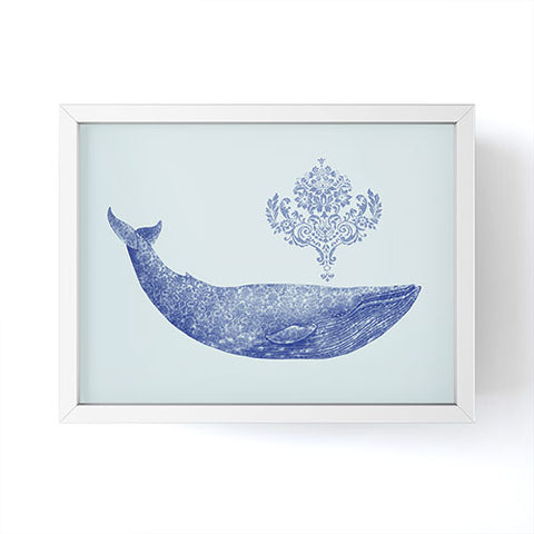 Terry Fan Damask Whale Framed Mini Art Print