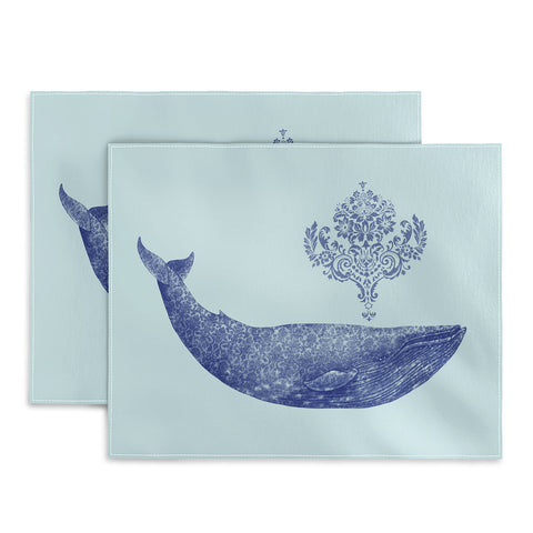 Terry Fan Damask Whale Placemat