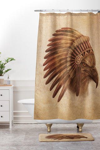 Terry Fan Eagle Chief Shower Curtain And Mat