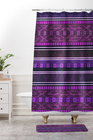 Terry Fan Eggplant Navajo Shower Curtain And Mat