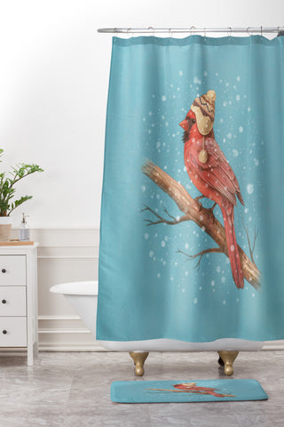 Terry Fan First Snow Shower Curtain And Mat