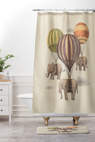 Terry Fan Flight Of The Elephants Shower Curtain And Mat