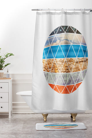 Terry Fan Geodesic Shower Curtain And Mat