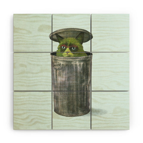 Terry Fan Grouchy Cat Wood Wall Mural