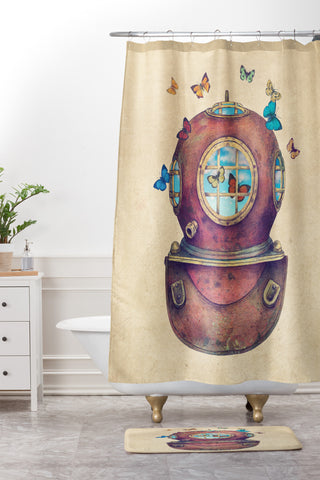 Terry Fan Inner Space Shower Curtain And Mat