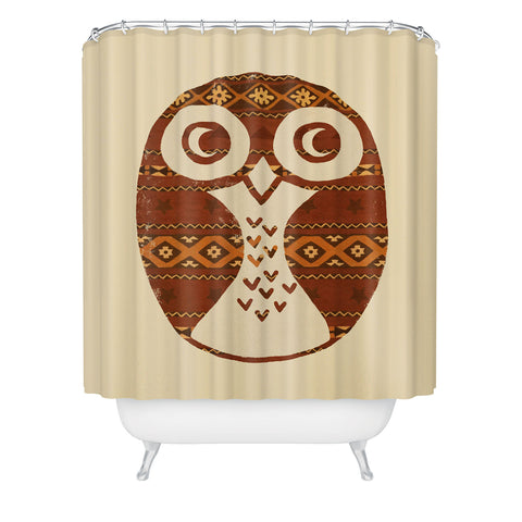 Terry Fan Navajo Owl Shower Curtain