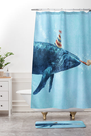 Terry Fan Party Whale Shower Curtain And Mat