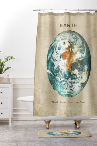 Terry Fan Planet Earth Shower Curtain And Mat