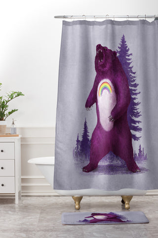 Terry Fan Scare Bear Shower Curtain And Mat
