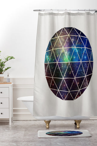 Terry Fan Space Geodesic Shower Curtain And Mat