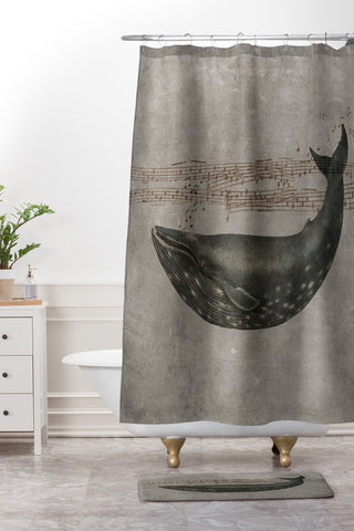Terry Fan Whale Song Shower Curtain And Mat