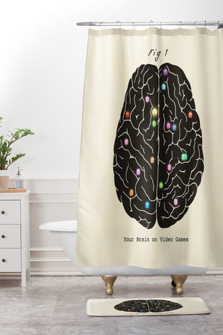 Terry Fan Your Brain On Video Games Shower Curtain And Mat