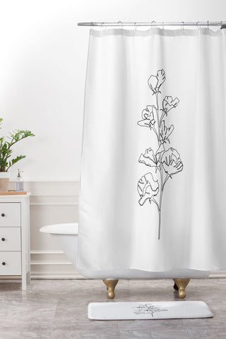 The Colour Study Cotton flower illustration Shower Curtain And Mat