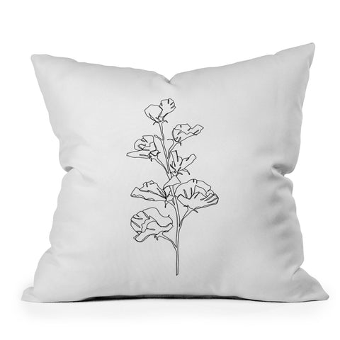 The Colour Study Cotton flower illustration Throw Pillow
