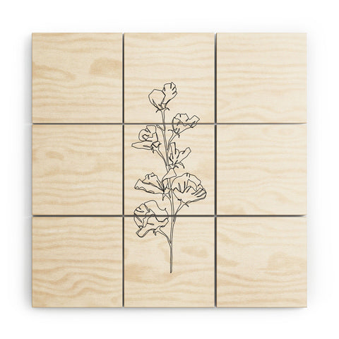 The Colour Study Cotton flower illustration Wood Wall Mural