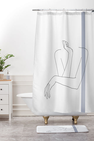 The Colour Study Crossed arms Anna Stripe Shower Curtain And Mat