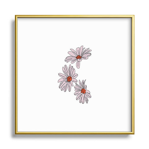 The Colour Study Daisy Illustration Bud Metal Square Framed Art Print