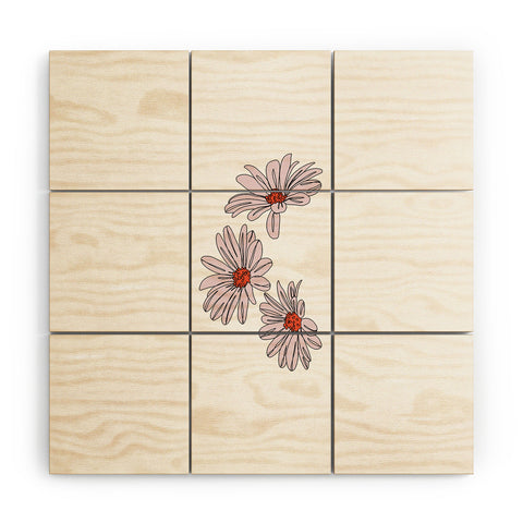 The Colour Study Daisy Illustration Bud Wood Wall Mural