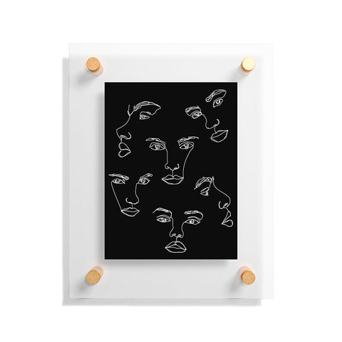 The Colour Study Faces single line drawing Cyra Floating Acrylic Print