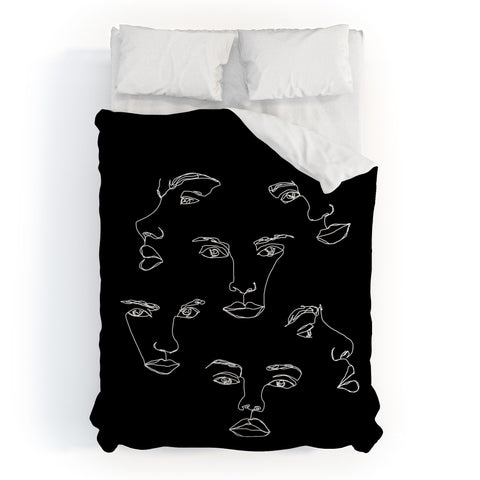 The Colour Study Faces single line drawing Cyra Duvet Cover