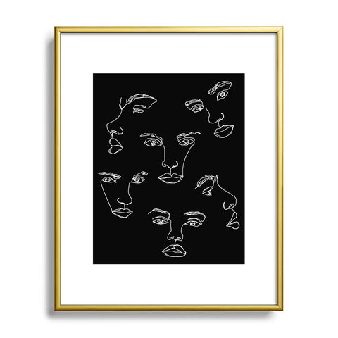 The Colour Study Faces single line drawing Cyra Metal Framed Art Print