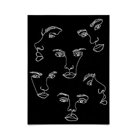 The Colour Study Faces single line drawing Cyra Poster