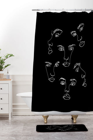 The Colour Study Faces single line drawing Cyra Shower Curtain And Mat