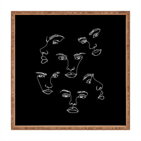 The Colour Study Faces single line drawing Cyra Square Tray