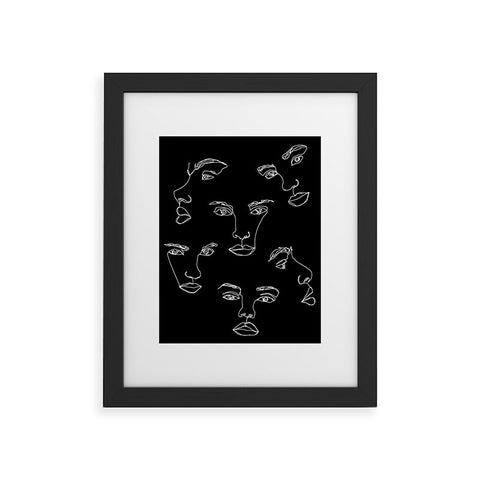 The Colour Study Faces single line drawing Cyra Framed Art Print