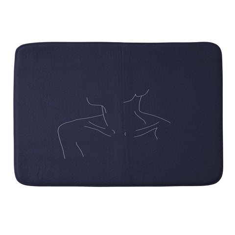 The Colour Study Female Illustration Ali Blue Memory Foam Bath Mat