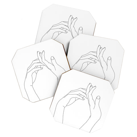 The Colour Study Hands line drawing Abi Coaster Set